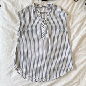 Ardene White and Navy Striped Sleeveless Blouse